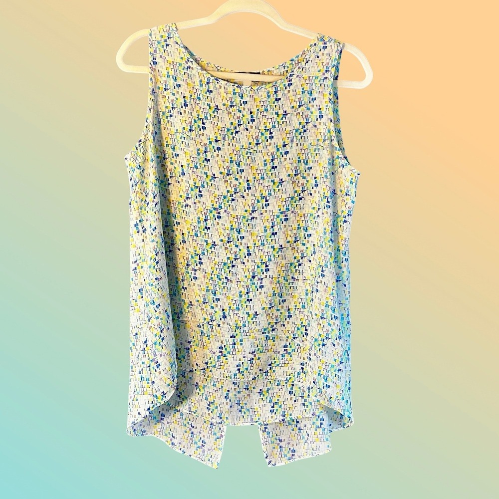 The Limited Tank Top Women M Multicolor Excellent Geometric Split Back T39N6926